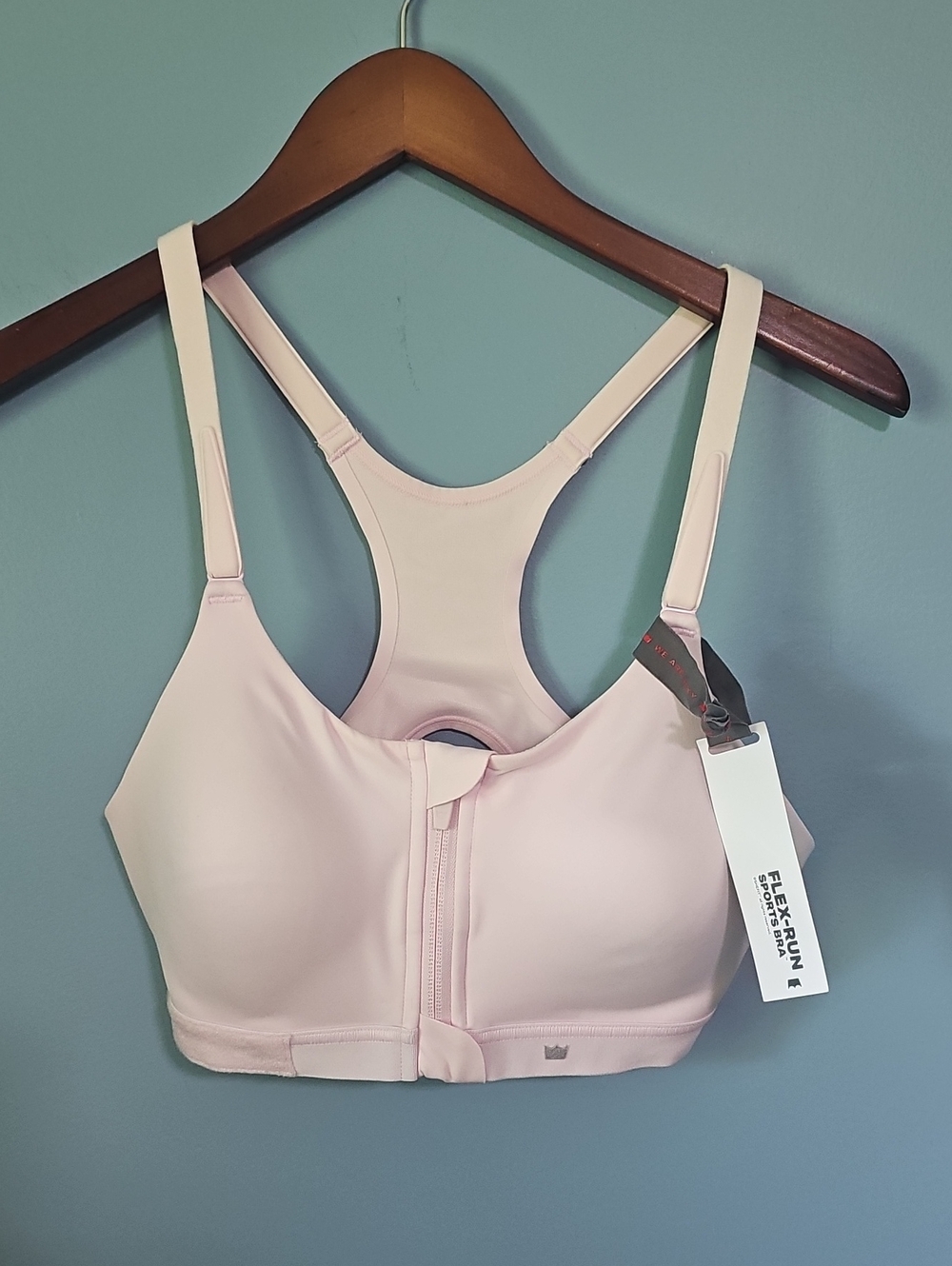 New SHEFIT Flex-Run Sports Bra Pink Medium Impact Zipper Front Size Medium